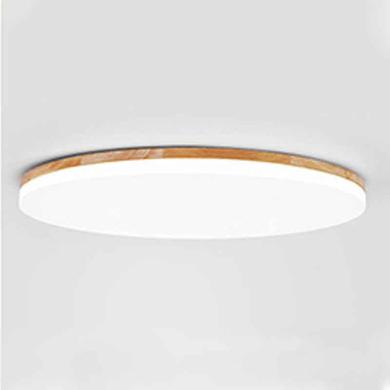 Round Shape LED Ceiling Lamp Modern Wood 1 Light Flush Mount for Aisle Dining Room