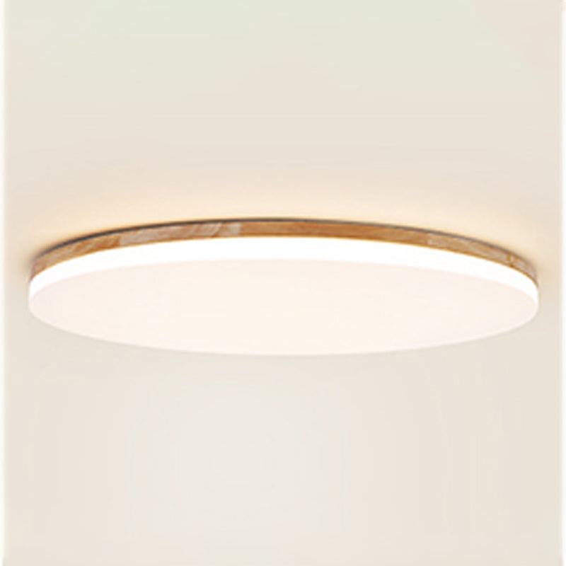 Round Shape LED Ceiling Lamp Modern Wood 1 Light Flush Mount for Aisle Dining Room