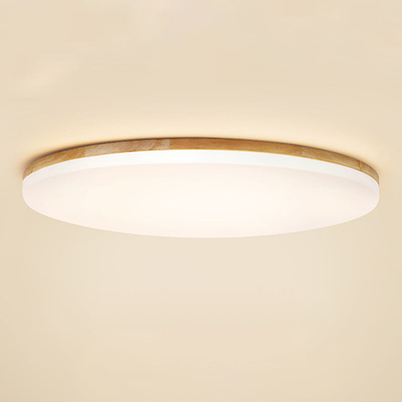 Round Shape LED Ceiling Lamp Modern Wood 1 Light Flush Mount for Aisle Dining Room
