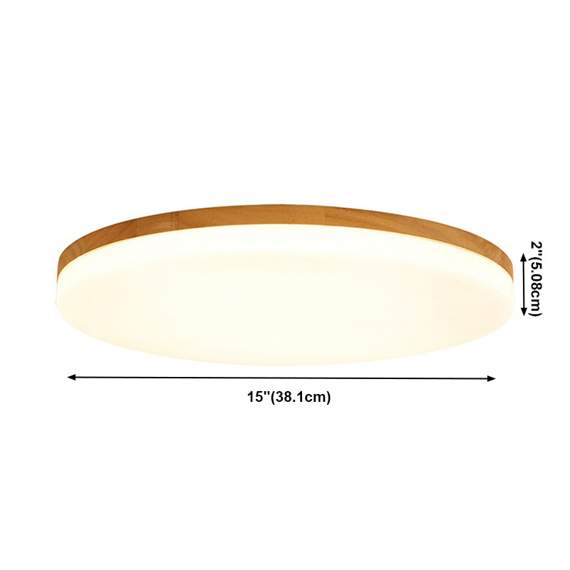Round Shape LED Ceiling Lamp Modern Wood 1 Light Flush Mount for Aisle Dining Room