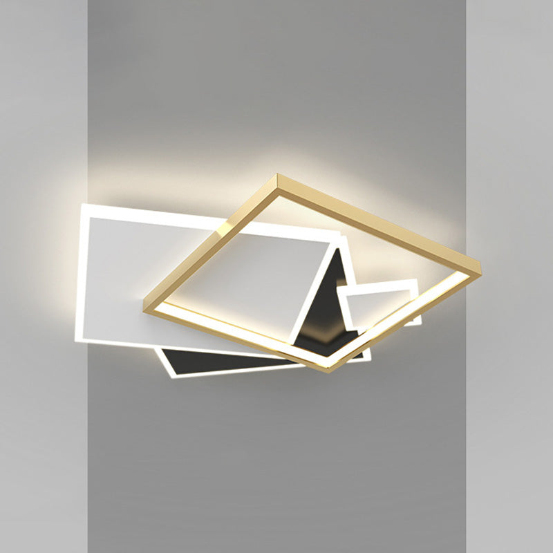 Modern Simplicity LED Flush Mount Lacquered Iron Square Ceiling Light with Acrylic Shade