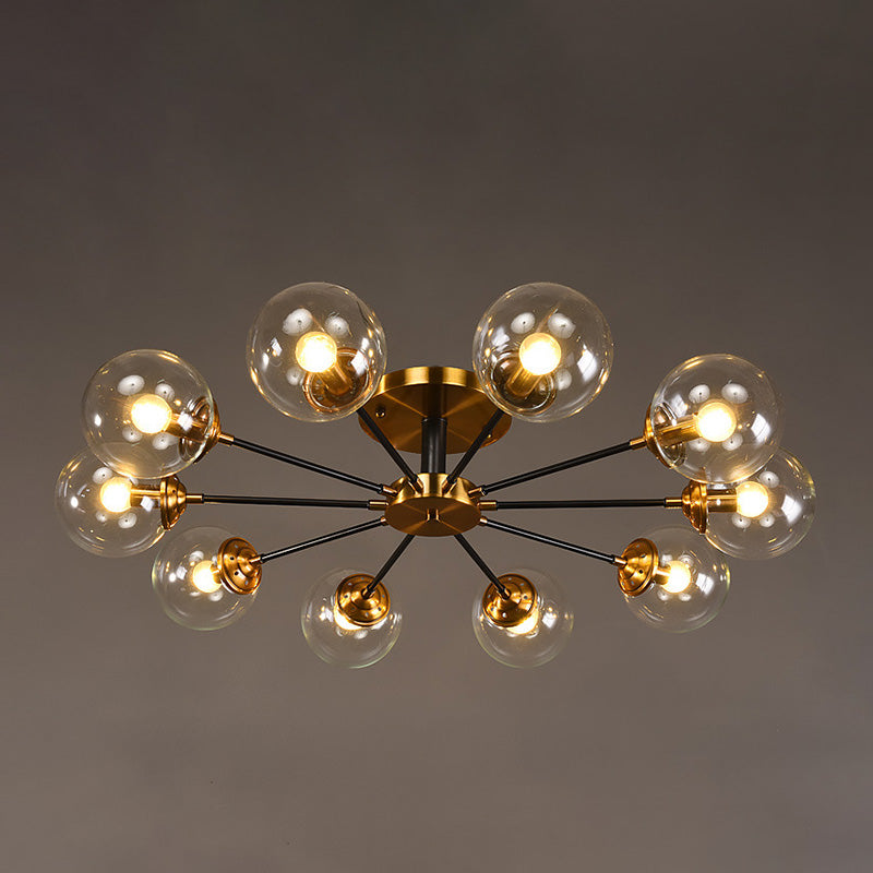 Modern Artistic Globe Ceiling Light Lacquered Iron Semi Flush Mount with Glass Shade