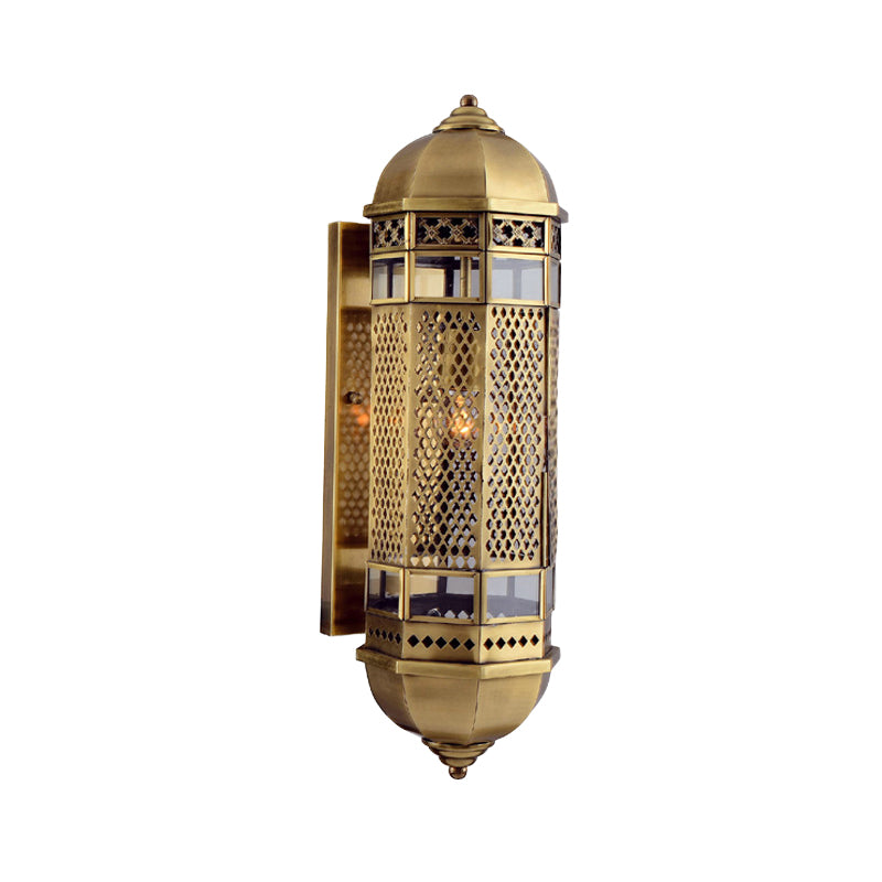 Arab Style Hollow Out Sconce 1 Head Metallic Wall Mounted Lamp Fixture in Brass for Stair