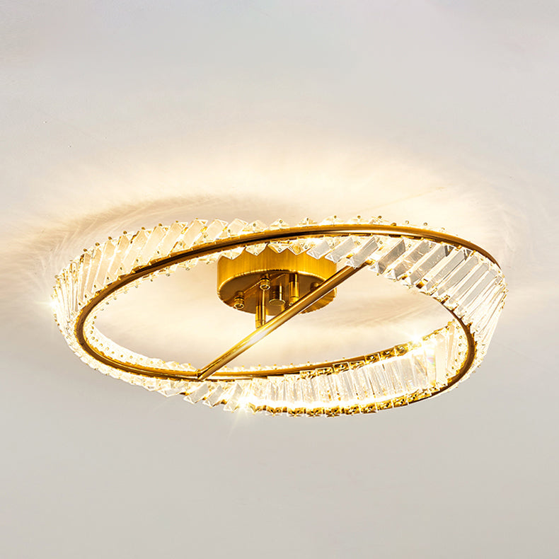 Plafonnier LED en métal galvanisé, style créatif moderne, montage circulaire en cristal, doré