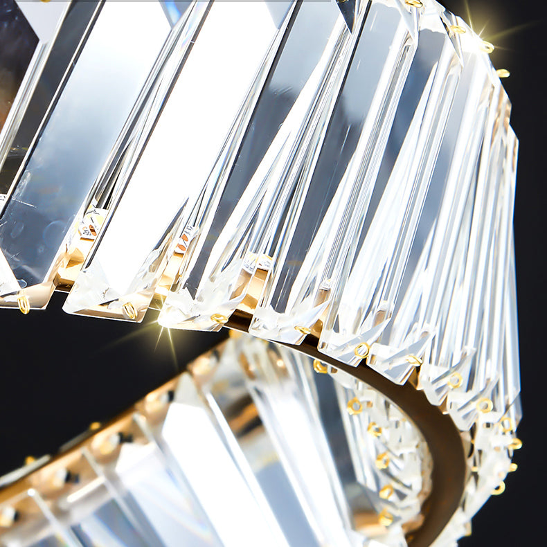 Plafonnier LED en métal galvanisé, style créatif moderne, montage circulaire en cristal, doré