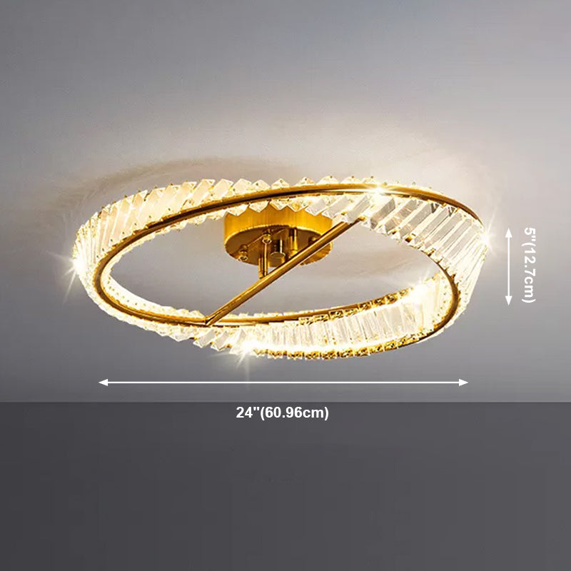 Plafonnier LED en métal galvanisé, style créatif moderne, montage circulaire en cristal, doré