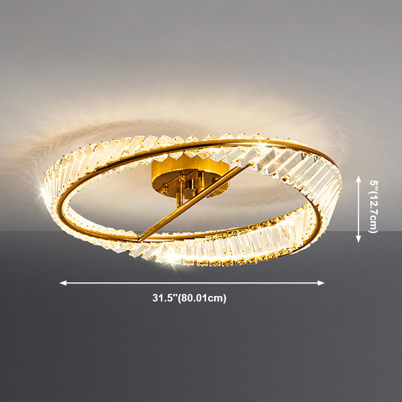 Plafonnier LED en métal galvanisé, style créatif moderne, montage circulaire en cristal, doré