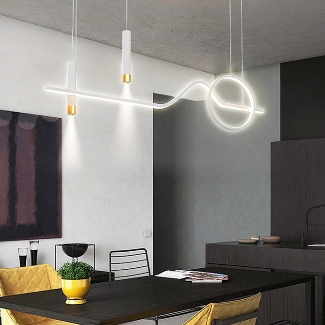 Modern Minimalist Style Linear Chandelier Lighting Fixtures Metal Island Ceiling Light