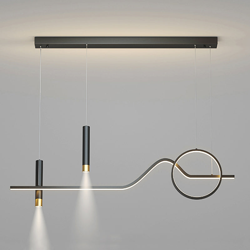 Modern Minimalist Style Linear Chandelier Lighting Fixtures Metal Island Ceiling Light