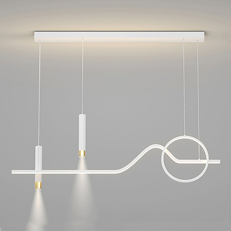 Modern Minimalist Style Linear Chandelier Lighting Fixtures Metal Island Ceiling Light