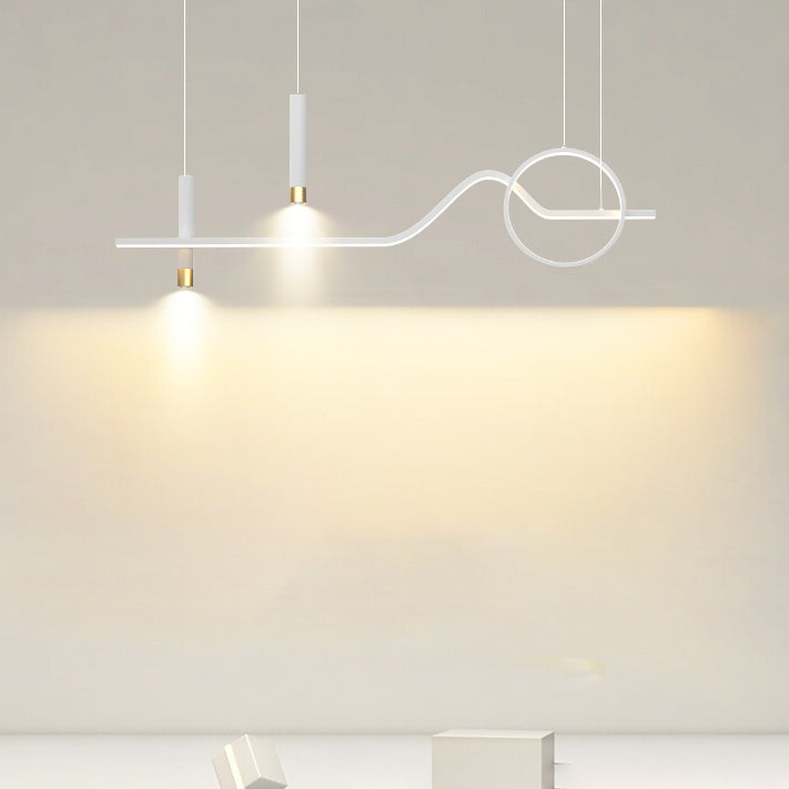 Modern Minimalist Style Linear Chandelier Lighting Fixtures Metal Island Ceiling Light