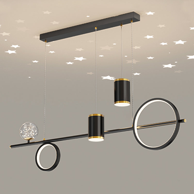 5-Light Modern Kitchen Pendant Lights Linear Metal Island Lighting Ideas