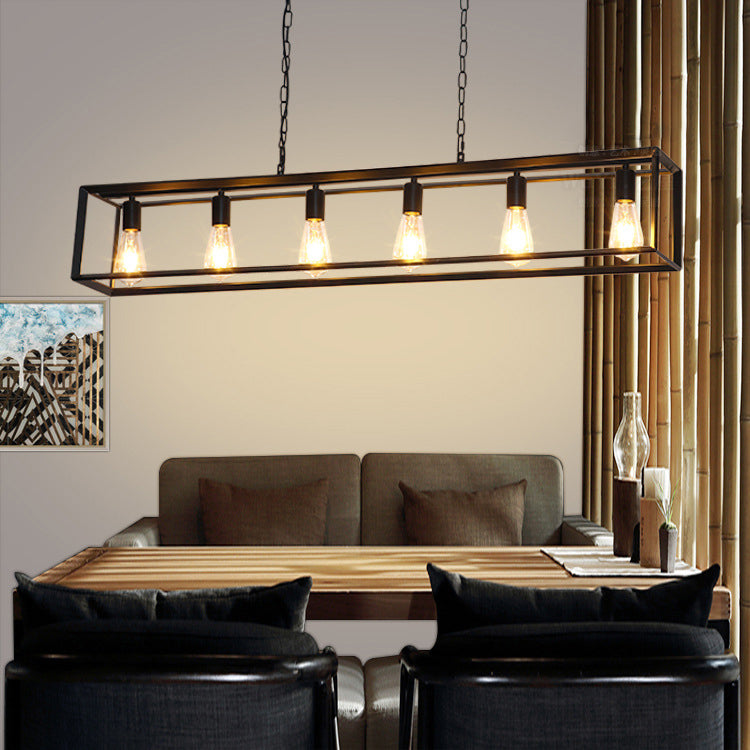 Éclairage d'îlot de cuisine industrielle Rectangle Metal Island Chandelier