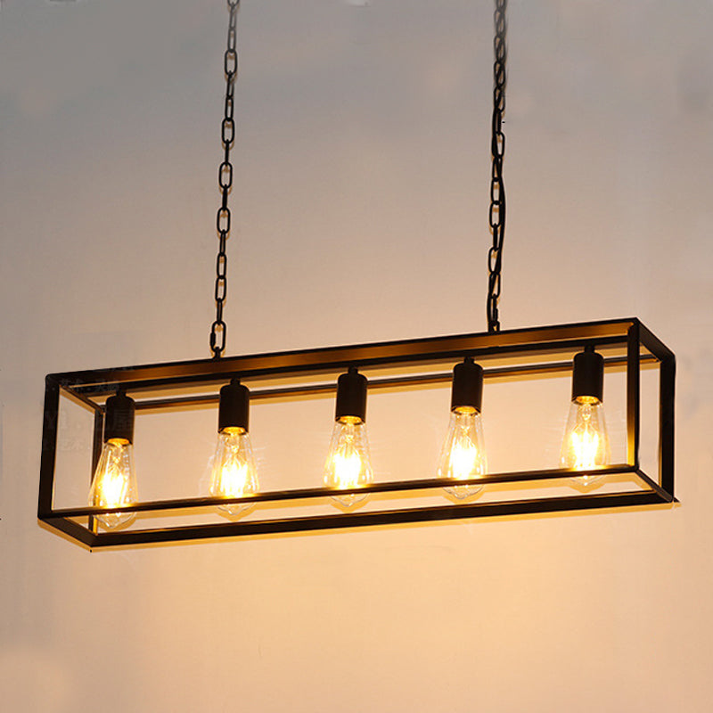 Industrial Kitchen Island Lighting Rectangle Metal Island Chandelier
