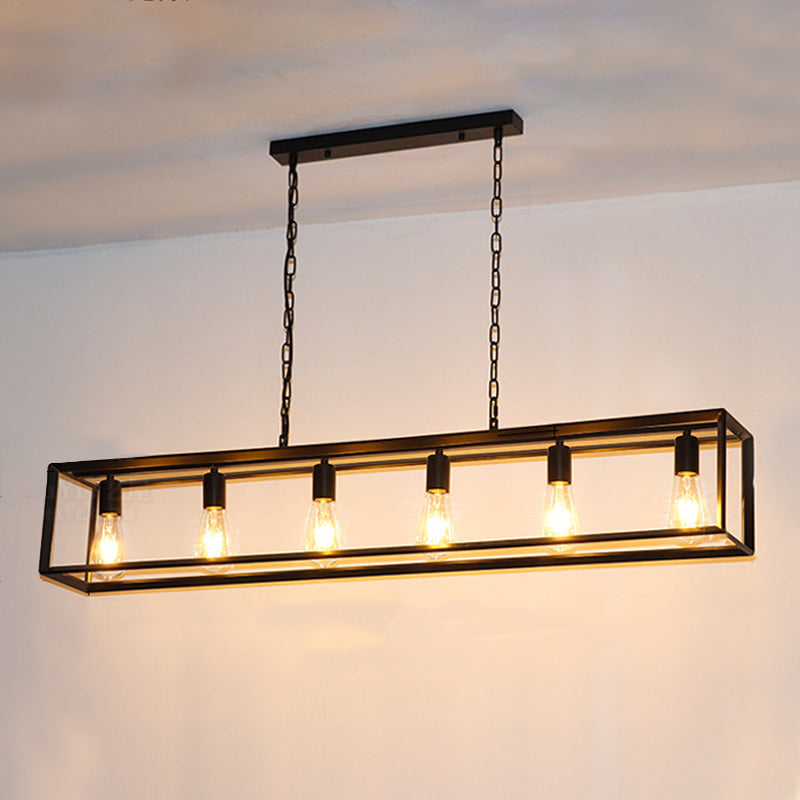 Éclairage d'îlot de cuisine industrielle Rectangle Metal Island Chandelier