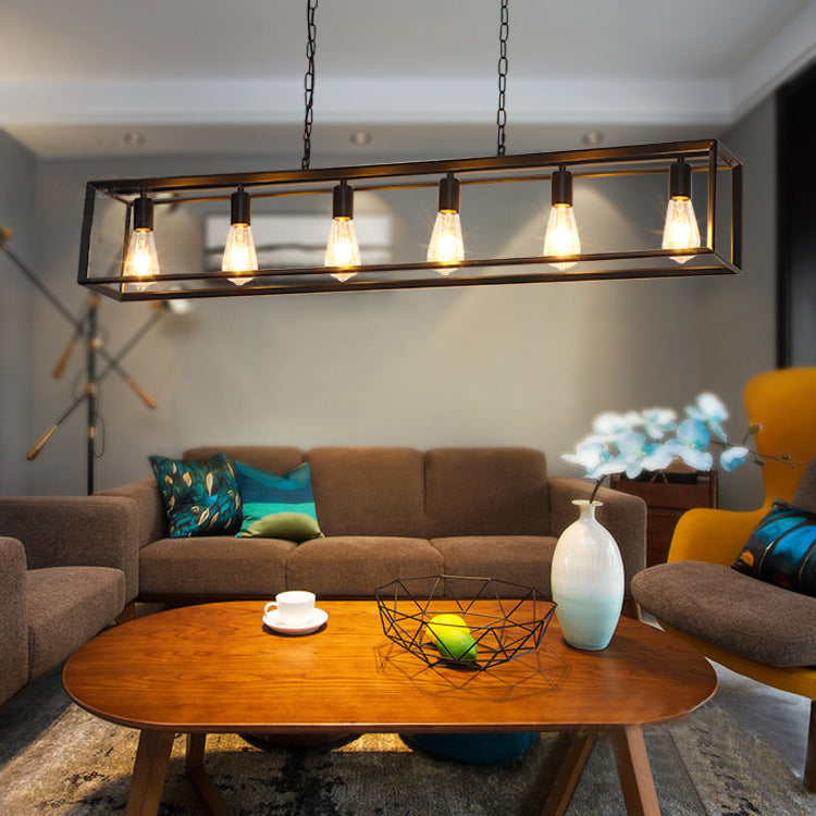 Éclairage d'îlot de cuisine industrielle Rectangle Metal Island Chandelier