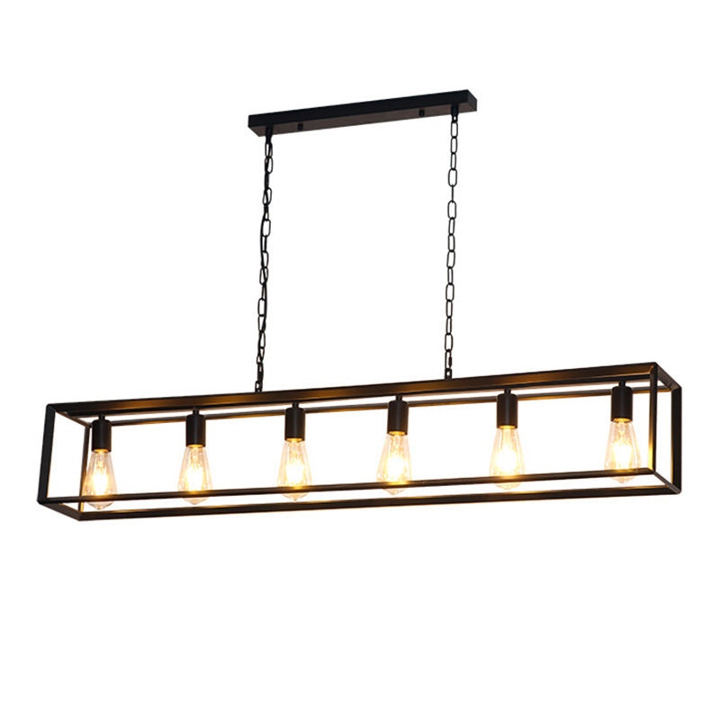 Éclairage d'îlot de cuisine industrielle Rectangle Metal Island Chandelier