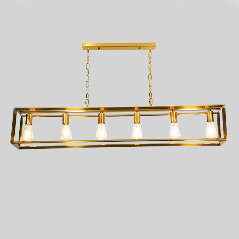 Éclairage d'îlot de cuisine industrielle Rectangle Metal Island Chandelier