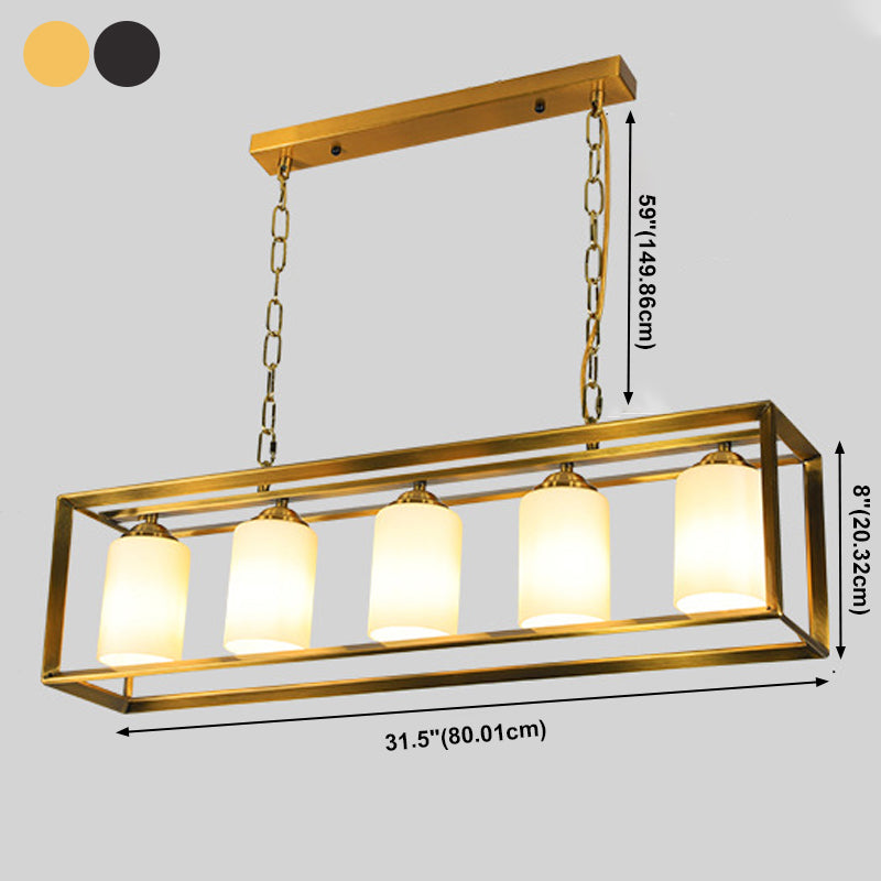 Éclairage d'îlot de cuisine industrielle Rectangle Metal Island Chandelier