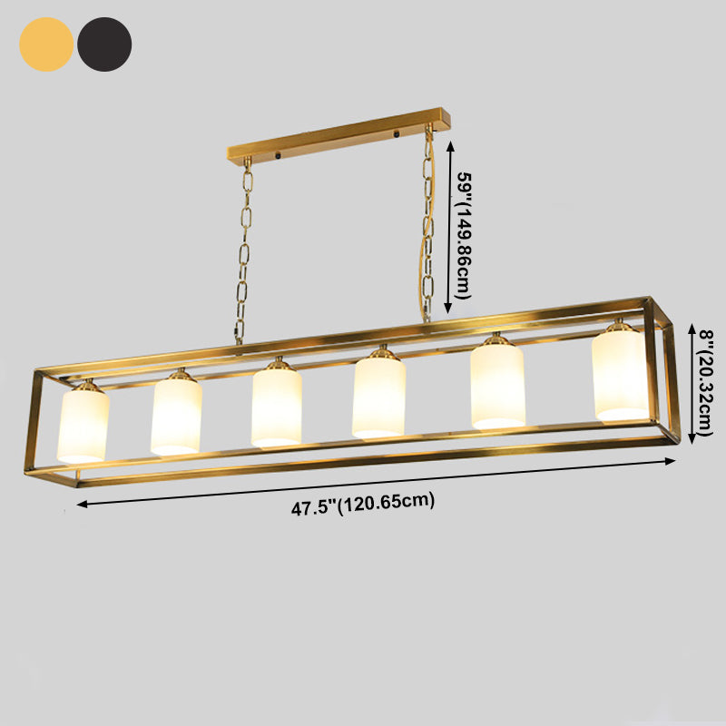 Éclairage d'îlot de cuisine industrielle Rectangle Metal Island Chandelier