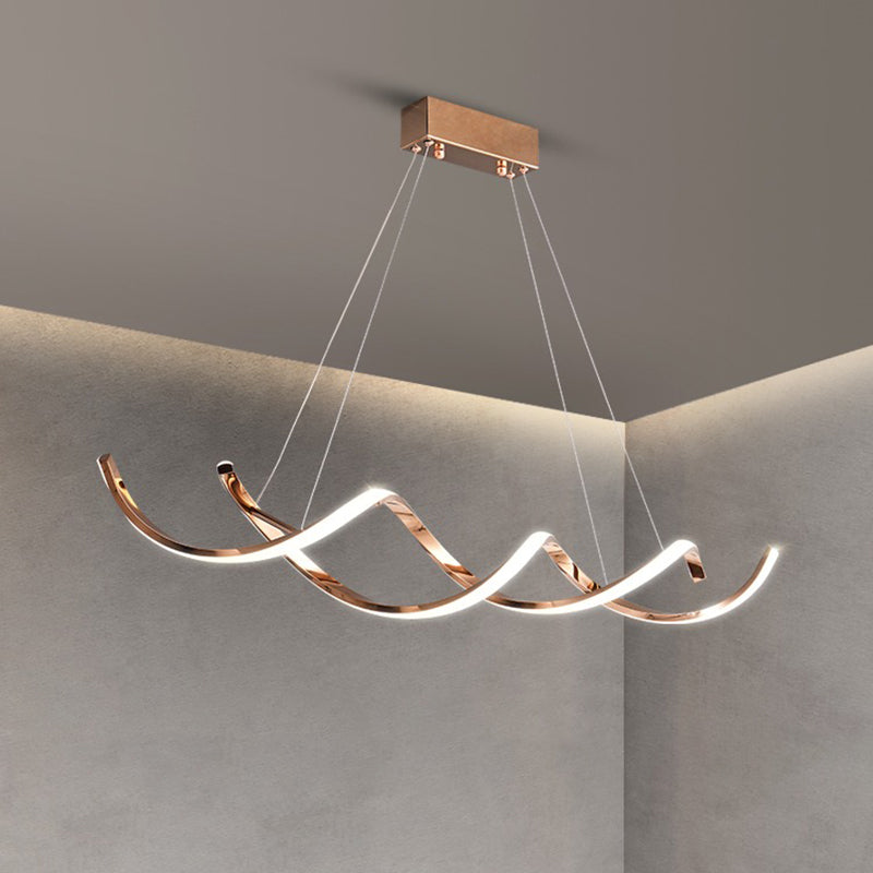 Modern Linear Chandelier Island Lights Metal Chandelier with Silicone Shade