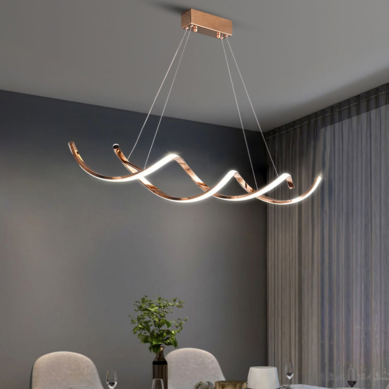 Modern Linear Chandelier Island Lights Metal Chandelier with Silicone Shade