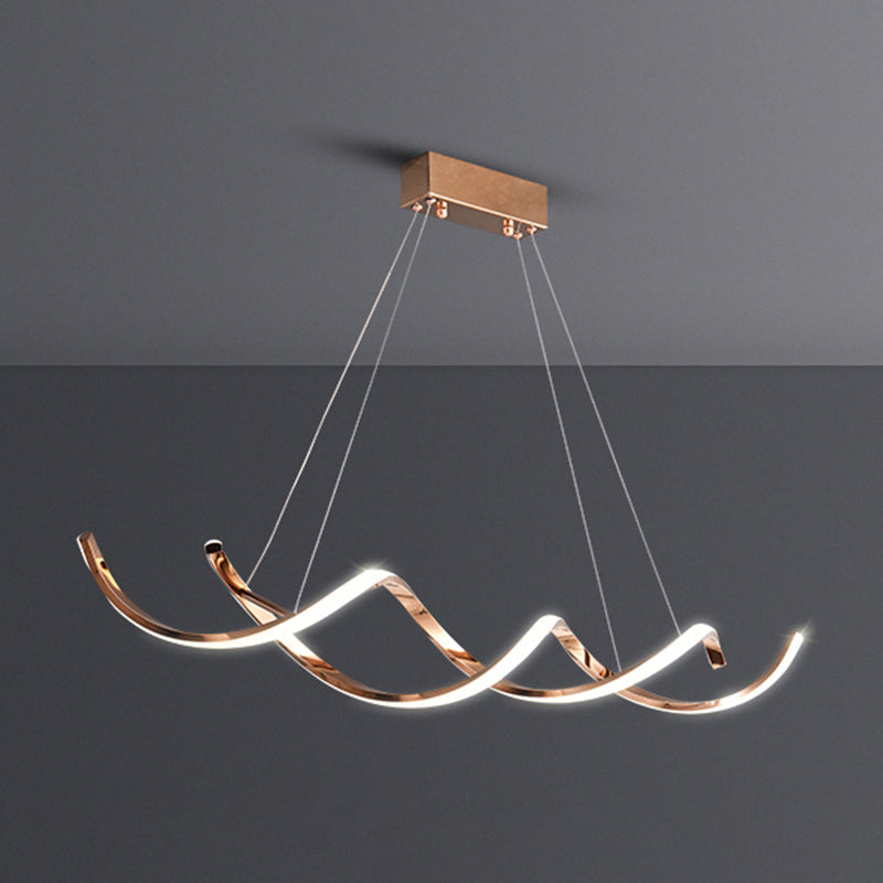 Modern Linear Chandelier Island Lights Metal Chandelier with Silicone Shade