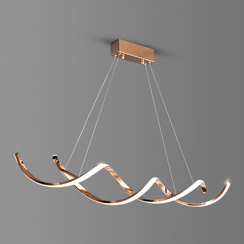 Modern Linear Chandelier Island Lights Metal Chandelier with Silicone Shade