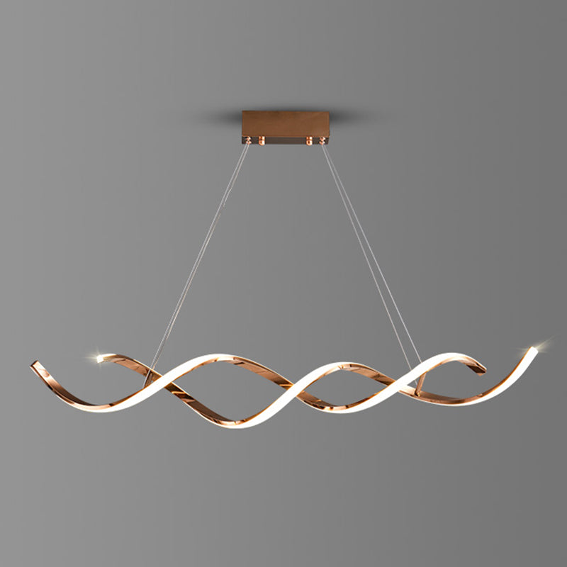 Modern Linear Chandelier Island Lights Metal Chandelier with Silicone Shade