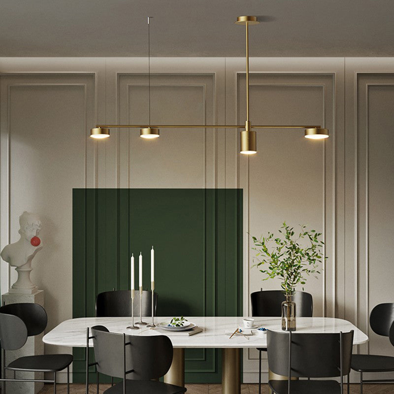 Cylinder Island Lights Modern Metal 4 Light Island Lighting in Gold