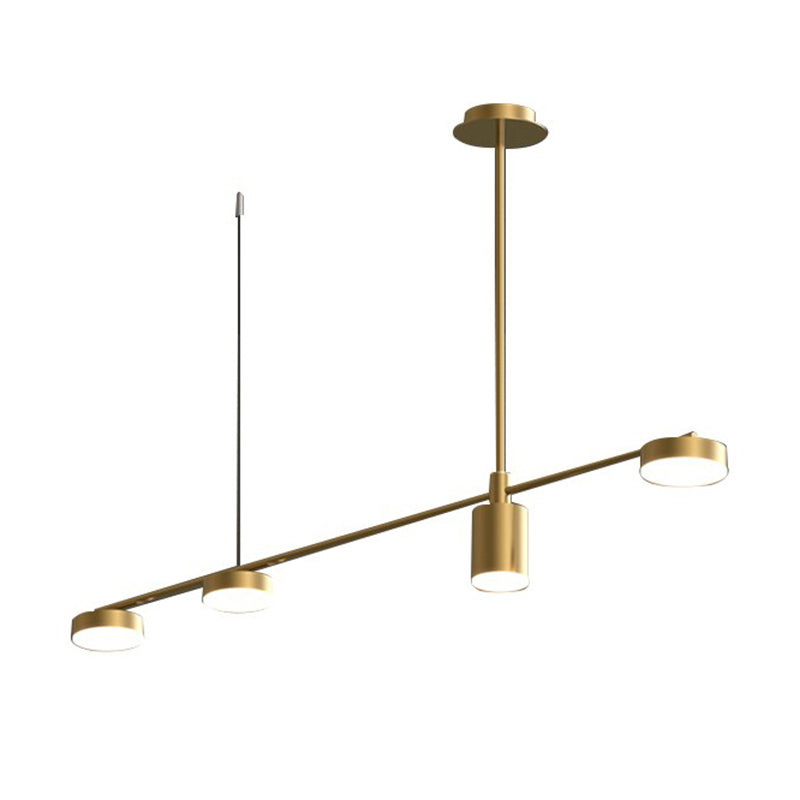 Cylinder Island Lights Modern Metal 4 Light Island Lighting in Gold