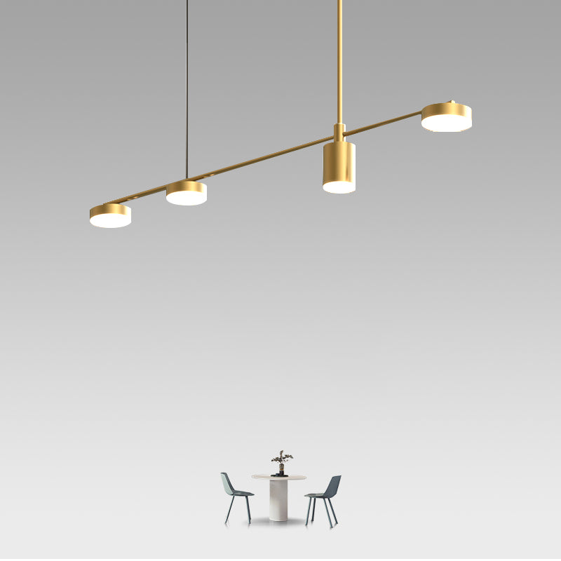 Cylinder Island Lights Modern Metal 4 Light Island Lighting in Gold