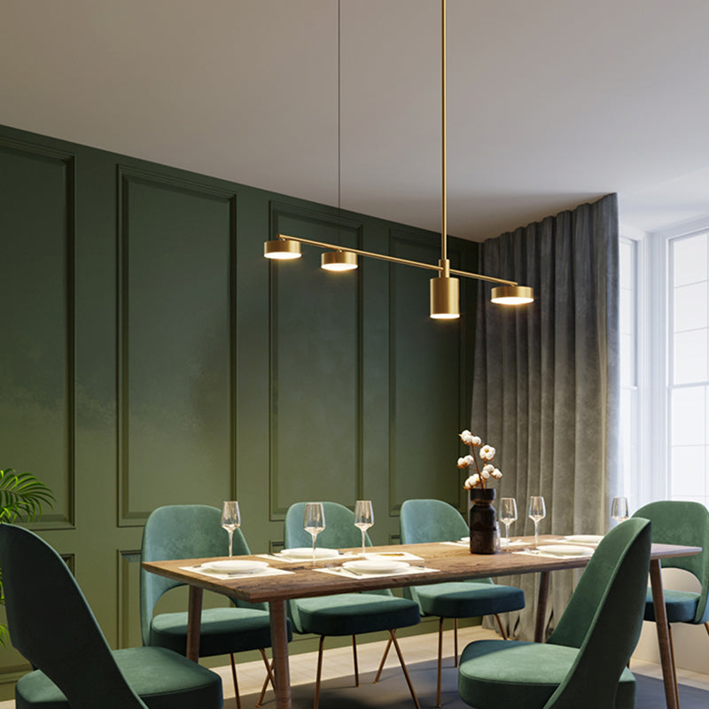 Cylinder Island Lights Modern Metal 4 Light Island Lighting in Gold