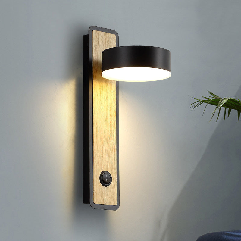 Geometric Shade 1-Light Wall Sconce Modern Style Wooden Wall Mount Light Fixture