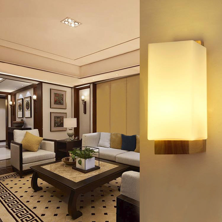 Holz- und Glasgeometrie -Wand -Lampen zeitgenössische Multi -Leuchten -Wandleuchte