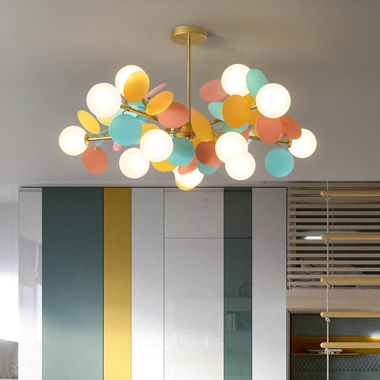 Moderne stijl bol plafond hanglamp multi -lichten melkglas kroonluchter verlichting