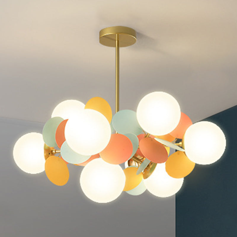 Moderne stijl bol plafond hanglamp multi -lichten melkglas kroonluchter verlichting