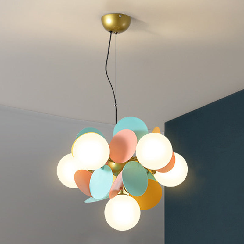 Moderne stijl bol plafond hanglamp multi -lichten melkglas kroonluchter verlichting
