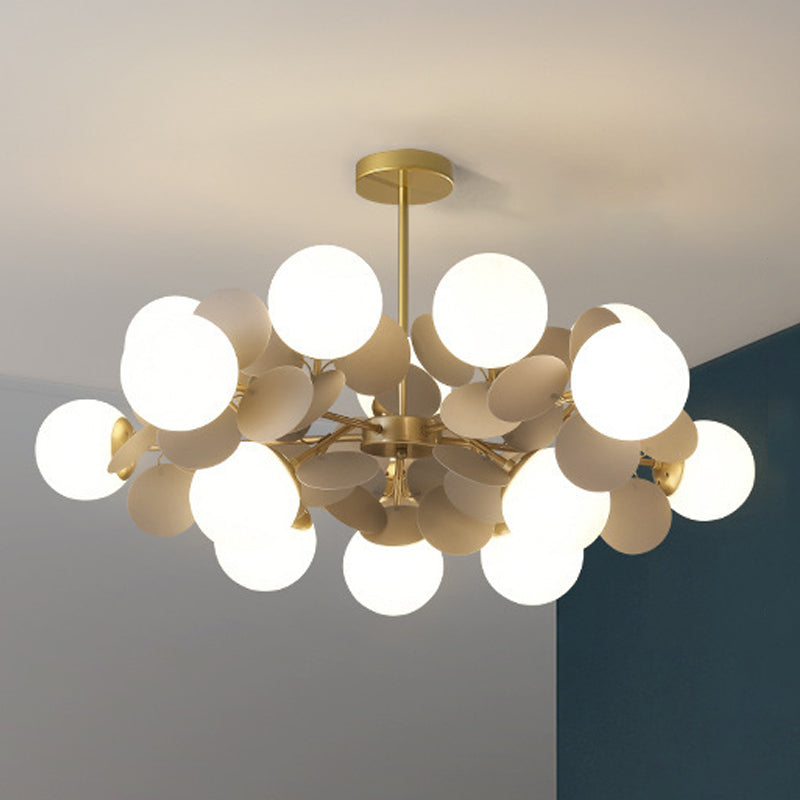Moderne stijl bol plafond hanglamp multi -lichten melkglas kroonluchter verlichting