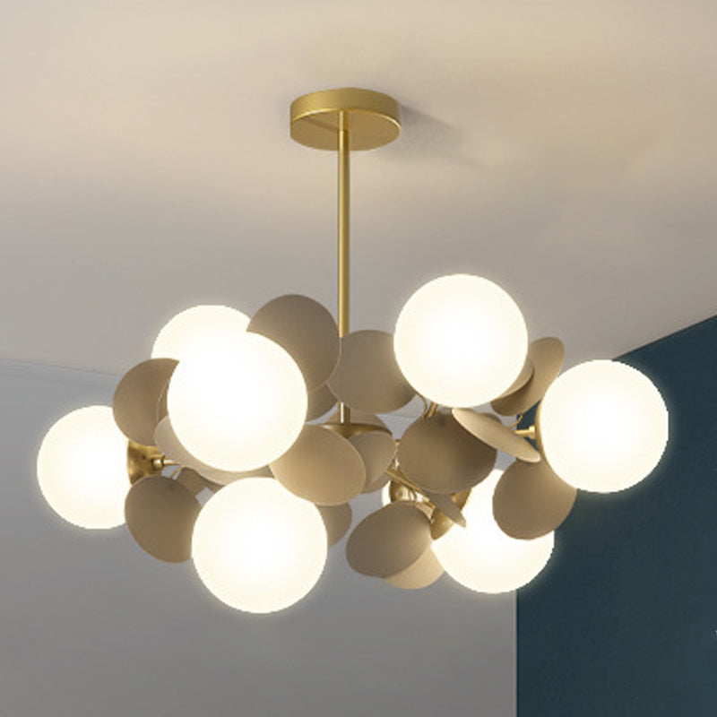 Moderne stijl bol plafond hanglamp multi -lichten melkglas kroonluchter verlichting
