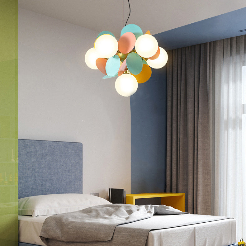 Moderne stijl bol plafond hanglamp multi -lichten melkglas kroonluchter verlichting