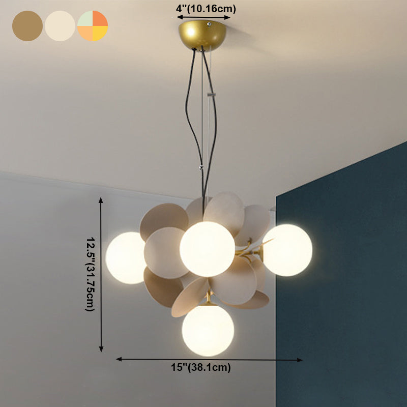 Moderne stijl bol plafond hanglamp multi -lichten melkglas kroonluchter verlichting
