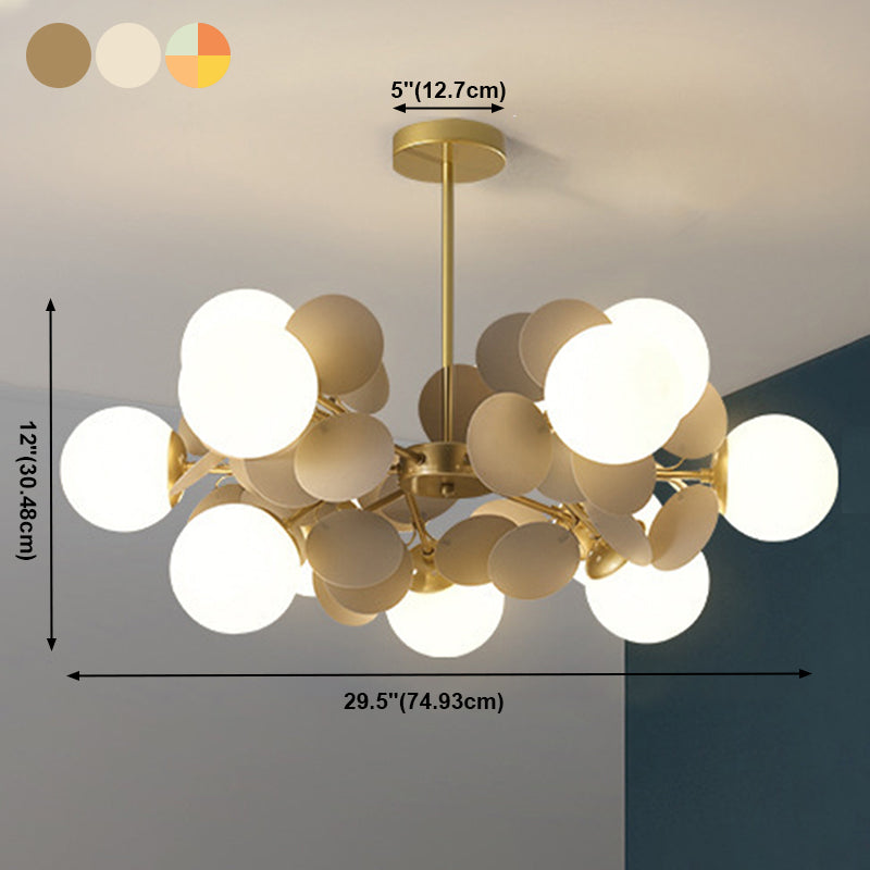 Moderne stijl bol plafond hanglamp multi -lichten melkglas kroonluchter verlichting