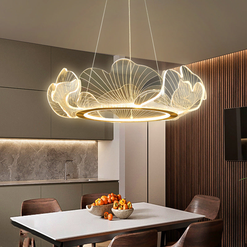 Circular Modern Style Pendant Light Fixture 1-Light Acrylic Ceiling Suspension Light