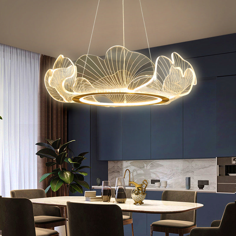 Circular Modern Style Pendant Light Fixture 1-Light Acrylic Ceiling Suspension Light
