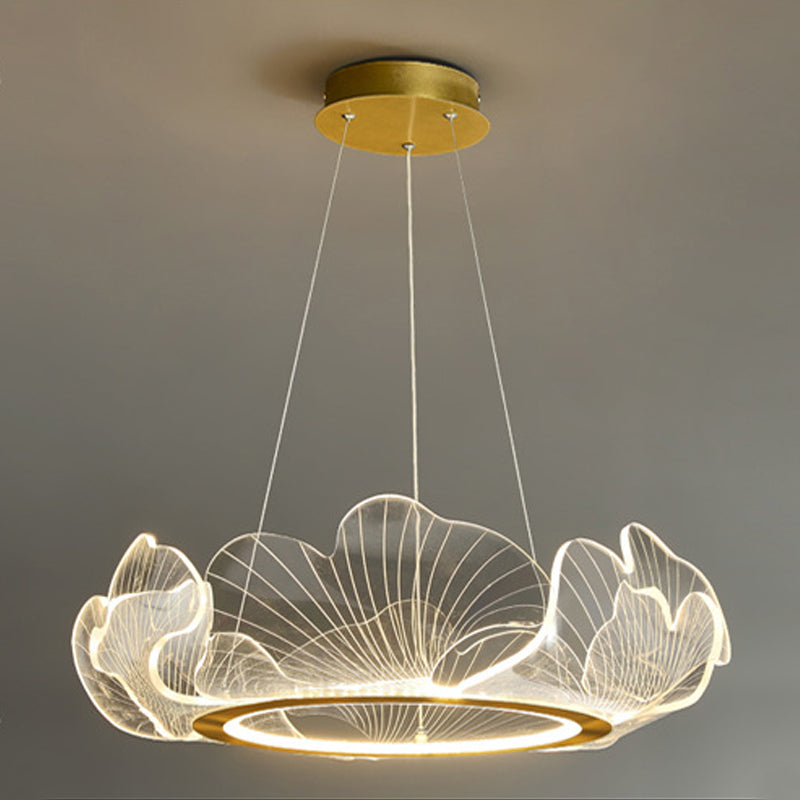 Circular Modern Style Pendant Light Fixture 1-Light Acrylic Ceiling Suspension Light