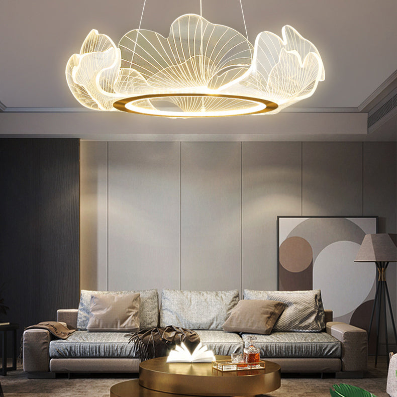Circular Modern Style Pendant Light Fixture 1-Light Acrylic Ceiling Suspension Light