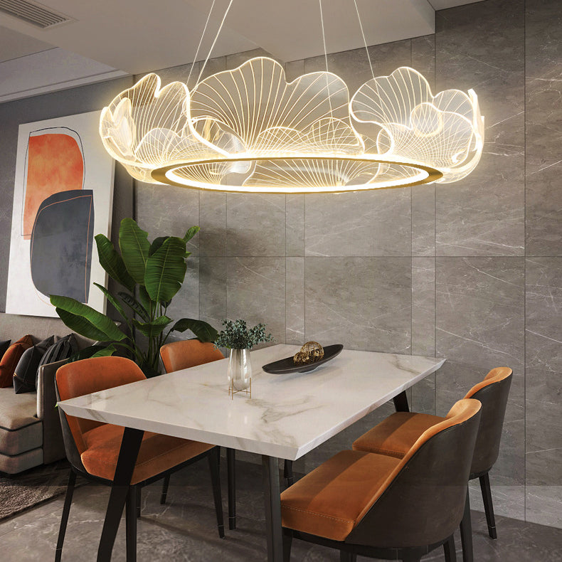 Circular Modern Style Pendant Light Fixture 1-Light Acrylic Ceiling Suspension Light