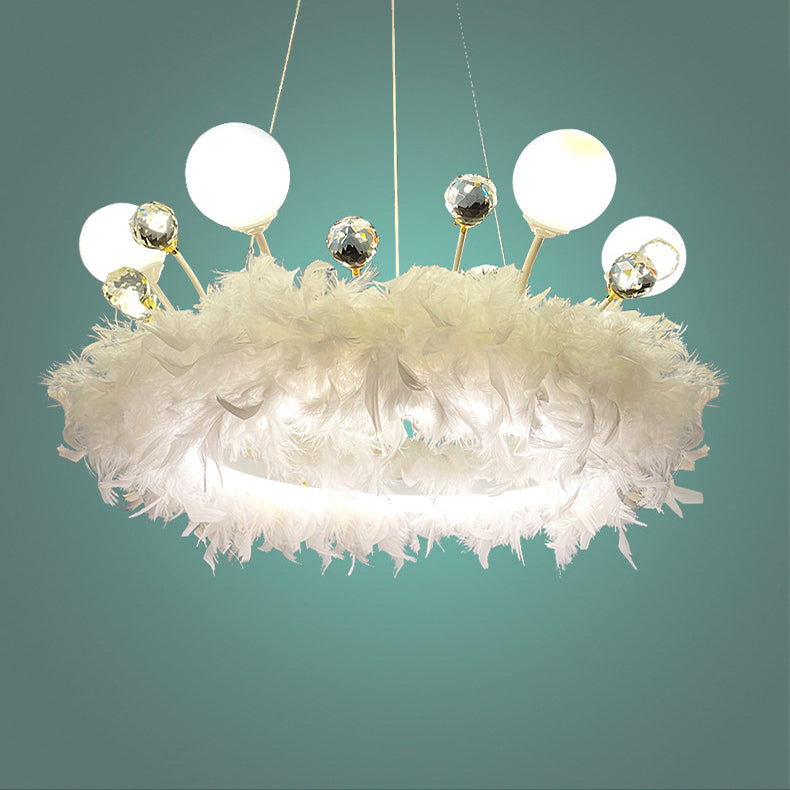 Multi-lights ring plafond hanglampen moderne stijl veer kroonluchter verlichting