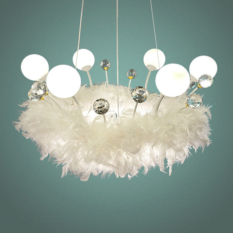 Multi-lights ring plafond hanglampen moderne stijl veer kroonluchter verlichting